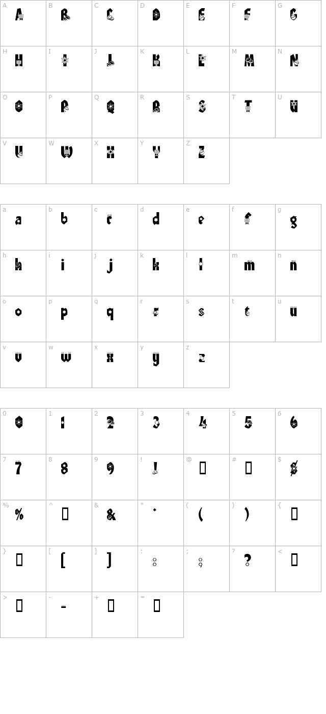 HANUKAH character map