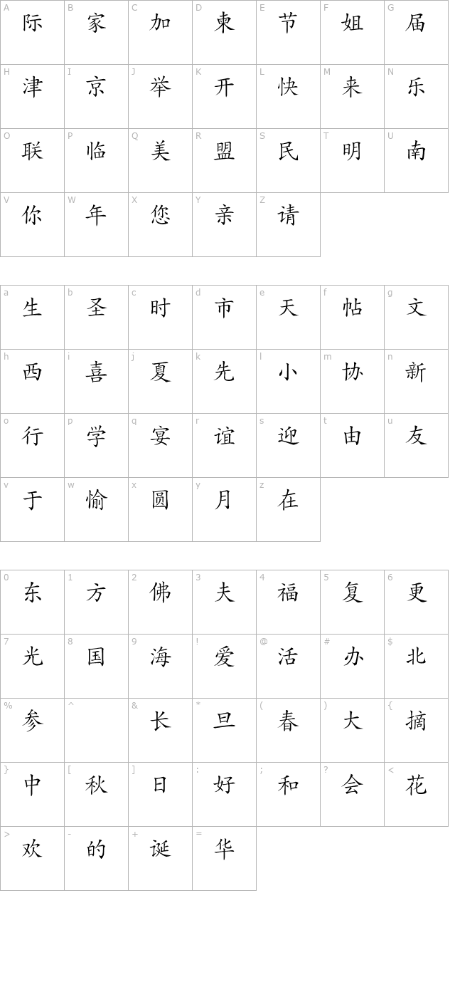 Hanzi-Kaishu character map