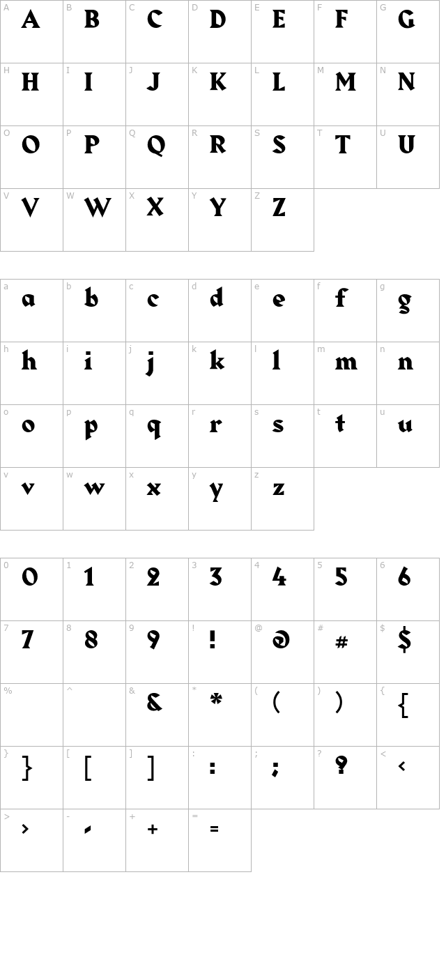 Harbour-Bold character map