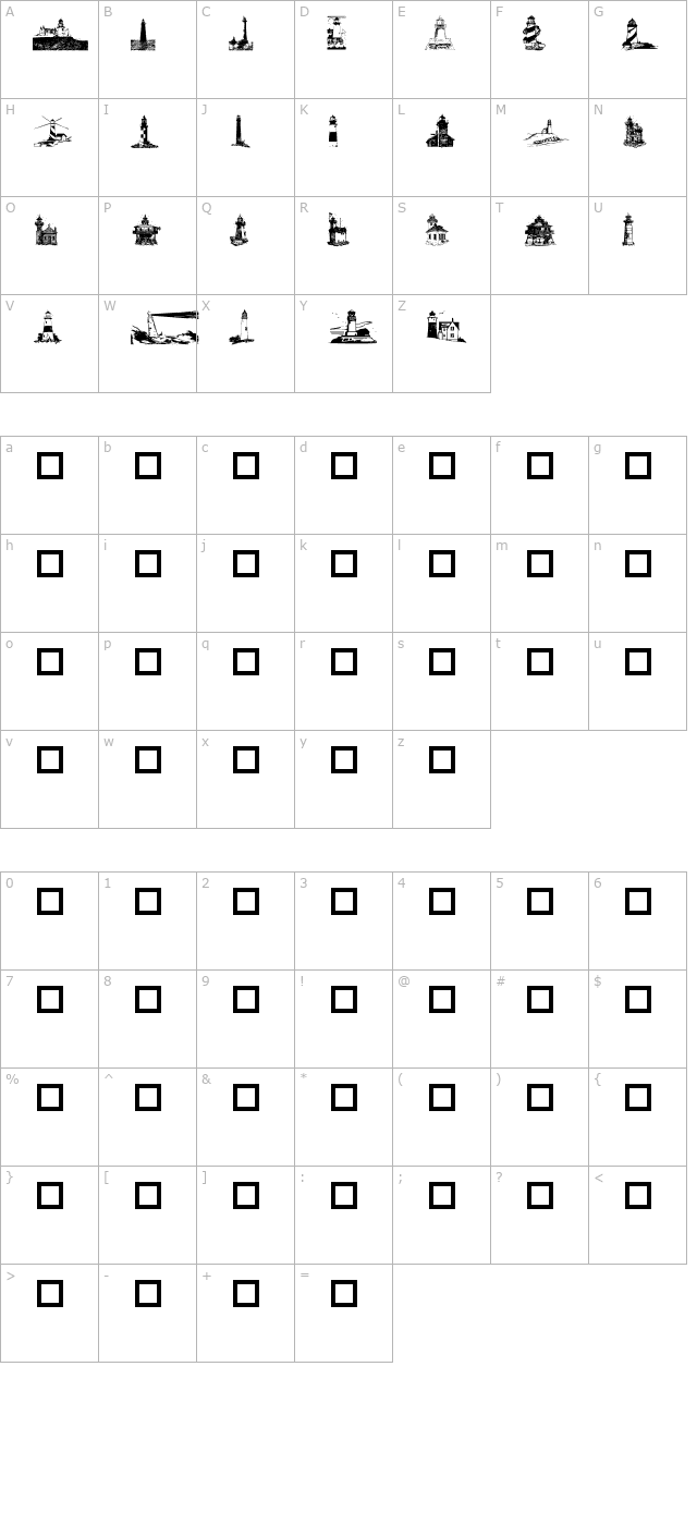 Harbour Lights character map