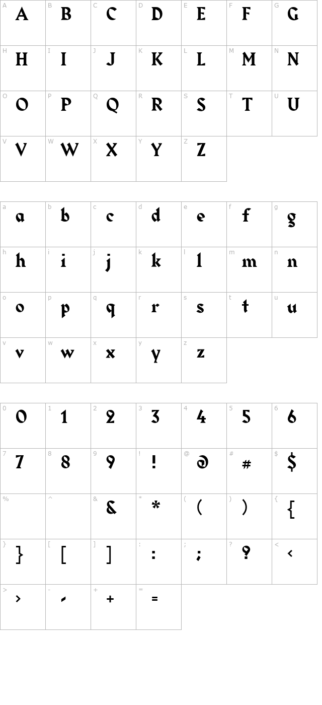 Harbour-Medium character map