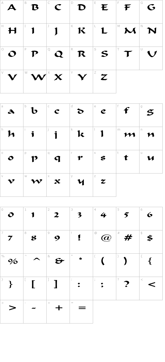 HaremExtended character map