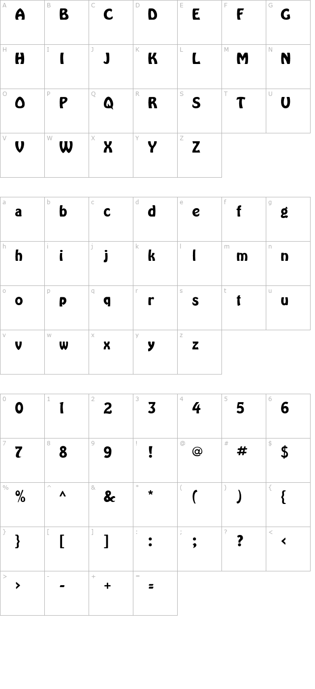 HarlequinFLF-Bold character map