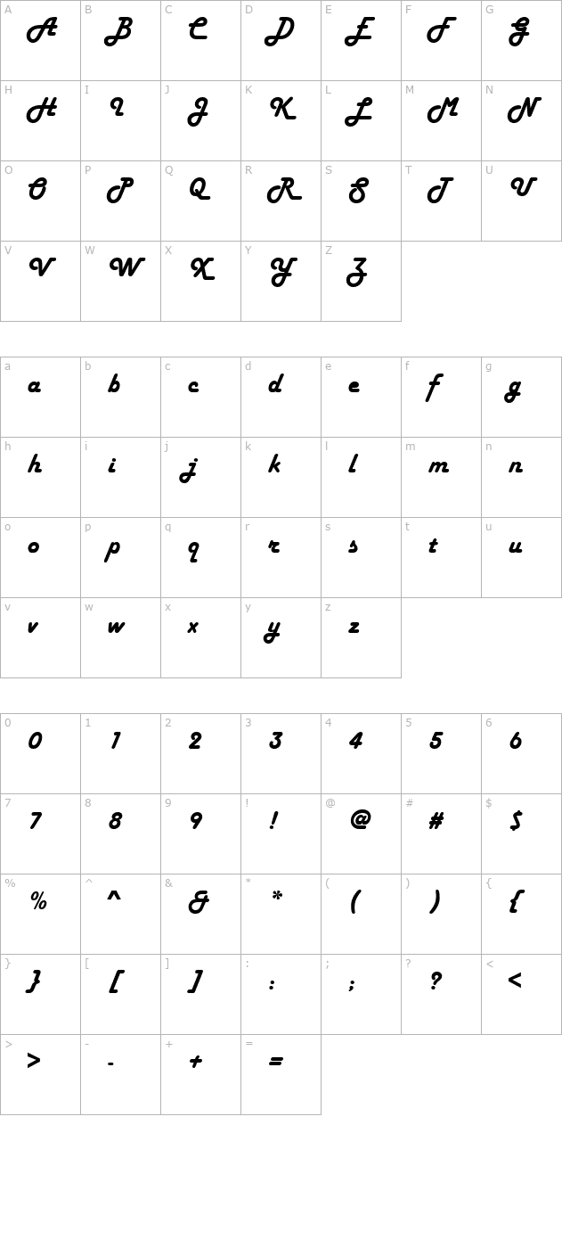 harley-regular character map