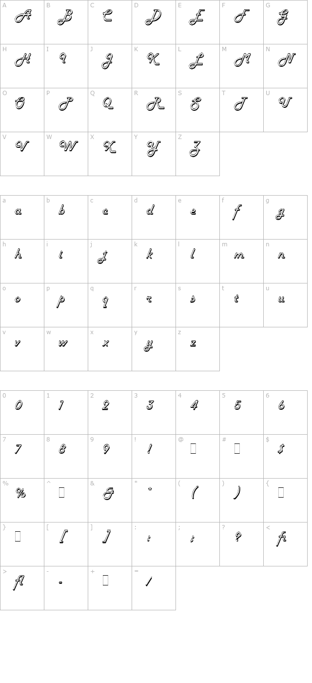 Harlow LET Plain1.0 character map