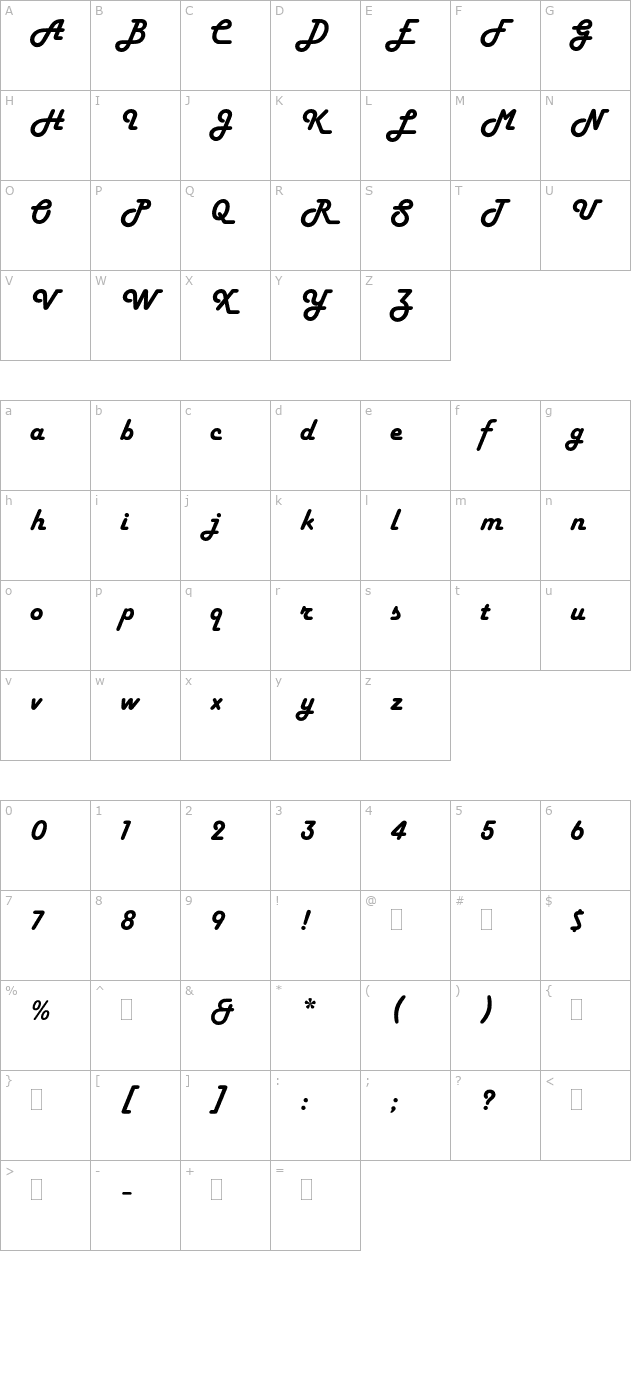 harlowsolidplain character map