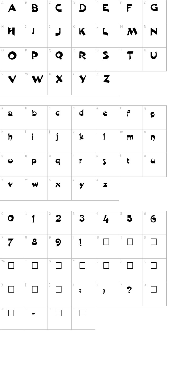 Harquil Regular character map