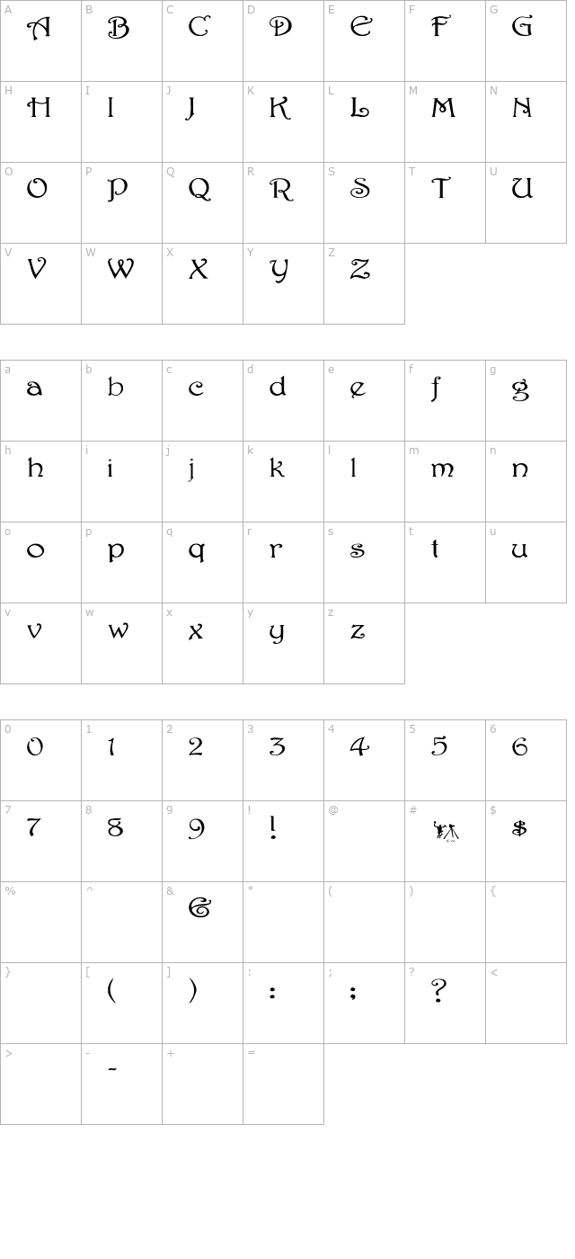 Harrington Wd character map