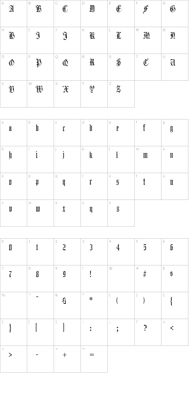 Harrowgate-Regular character map