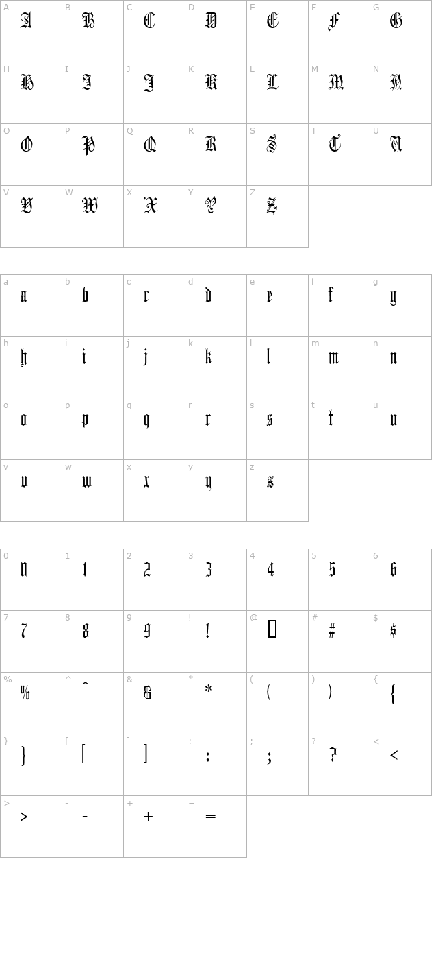 Harrowgate character map