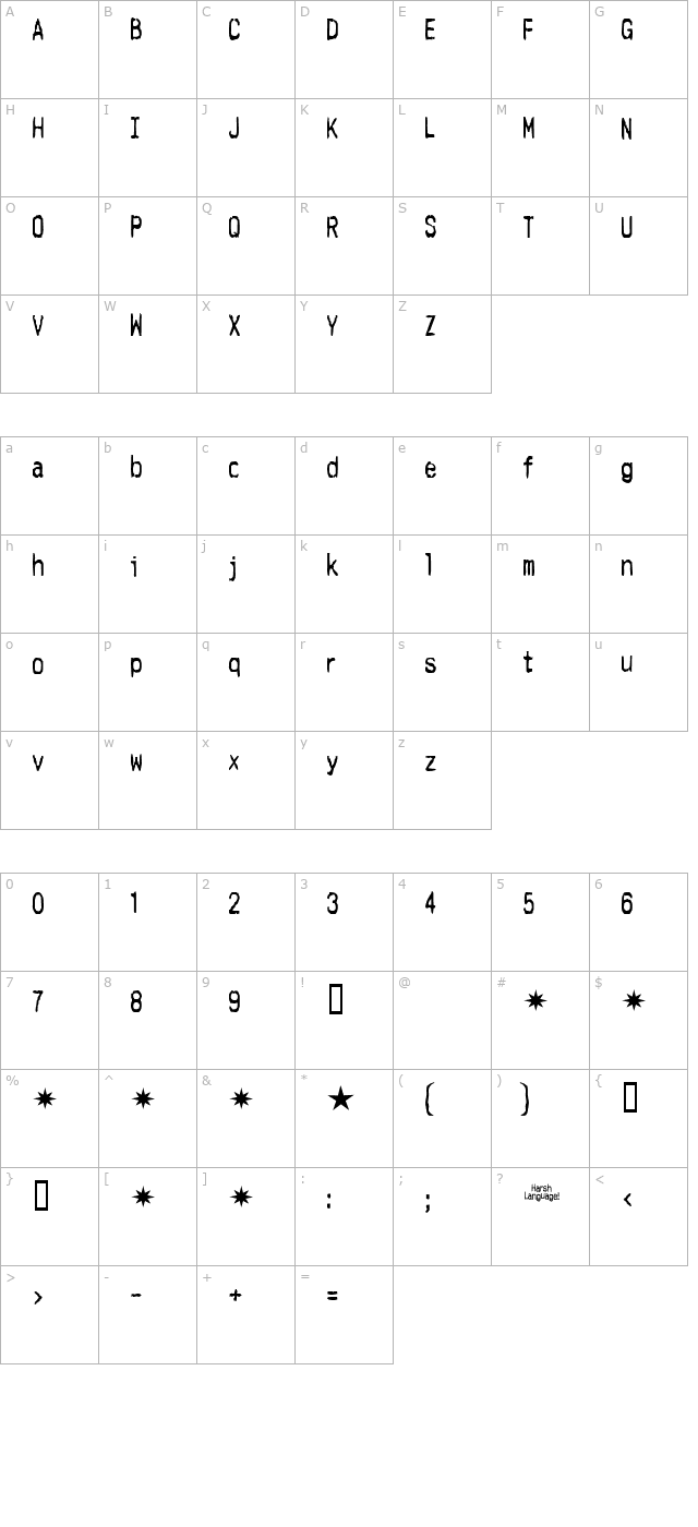 harsh-language character map