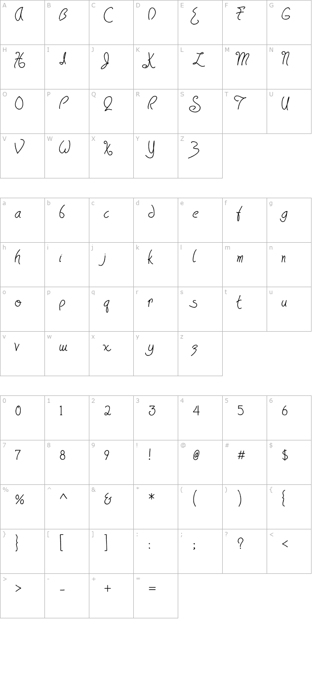 havingwrit-bold character map