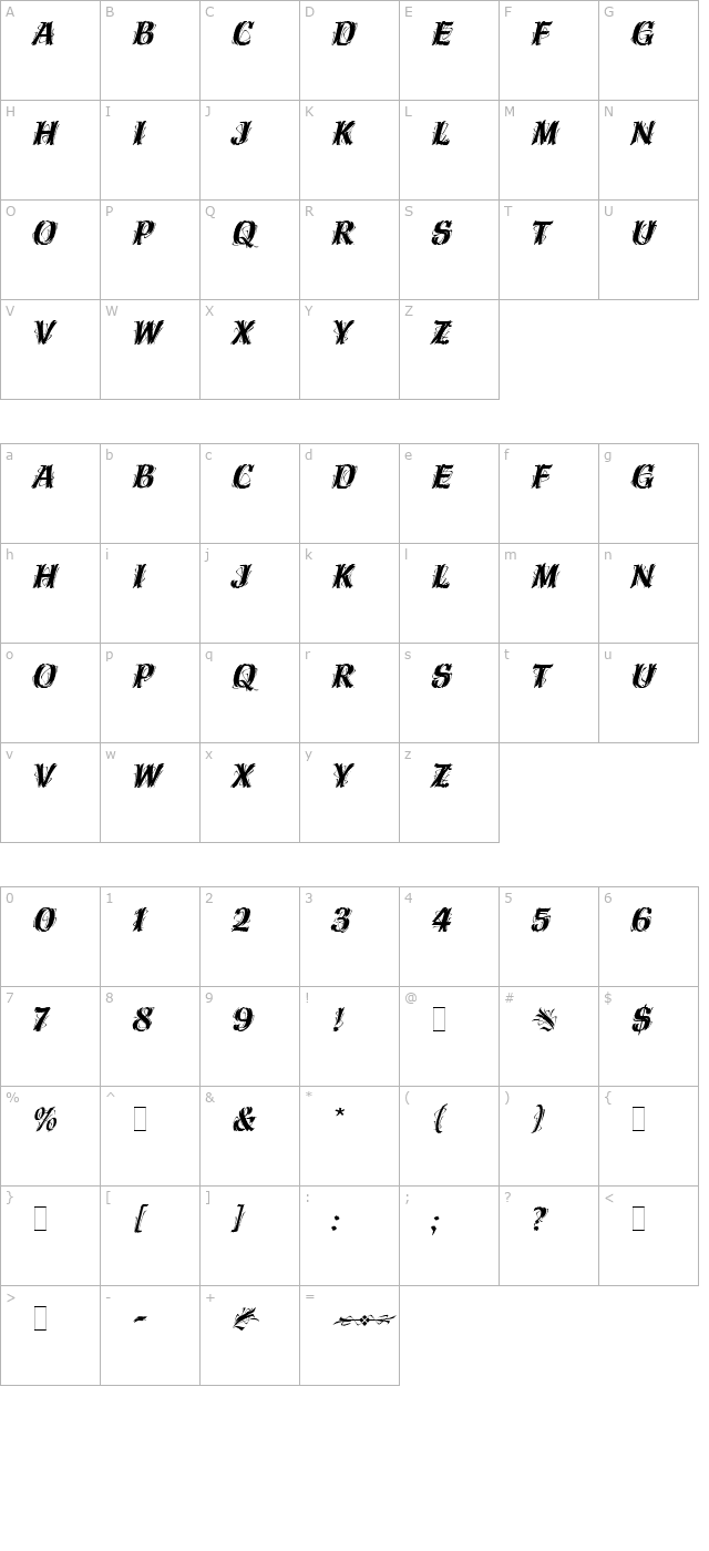 hazel-let-plain character map