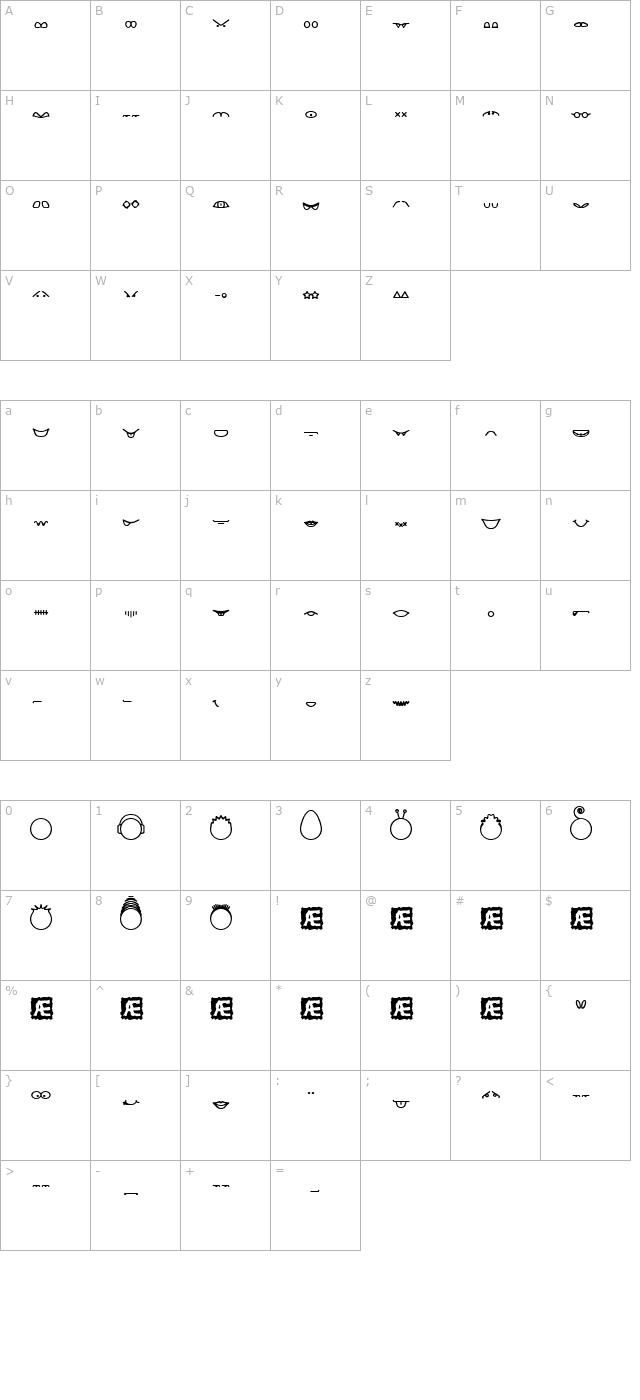 Head-Ding Maker (BRK) character map