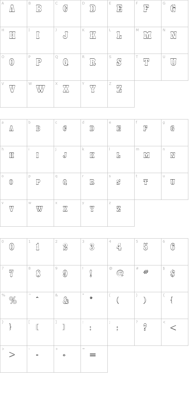 headliner-outline-regular character map