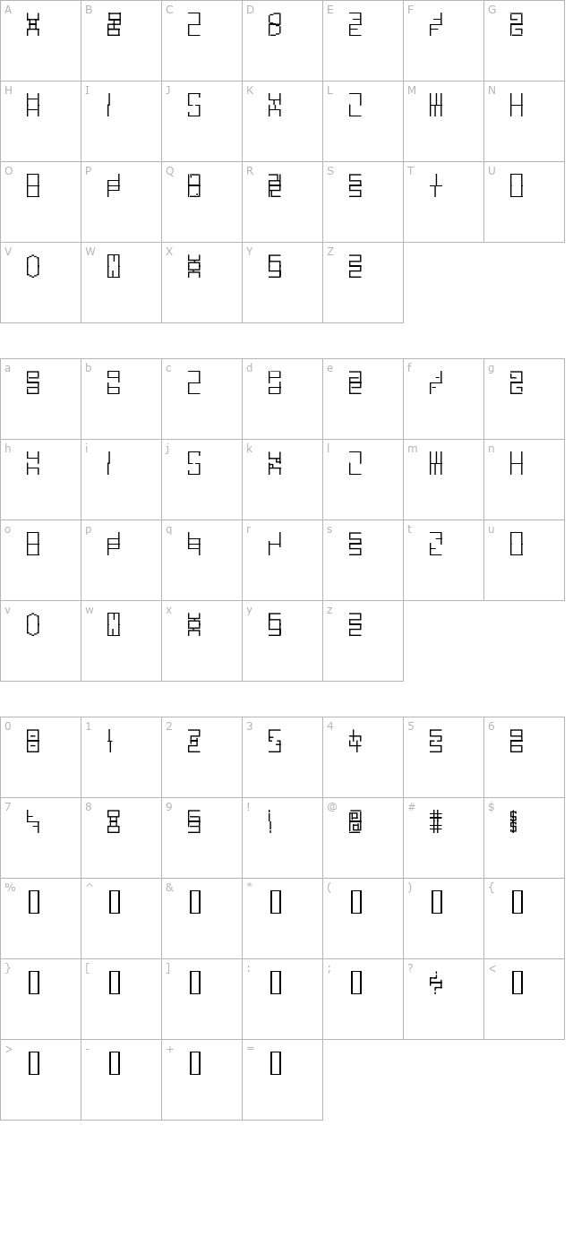 headlong character map