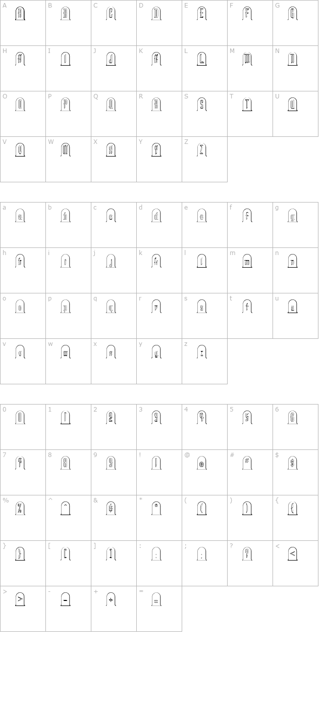 Headstone Regular character map