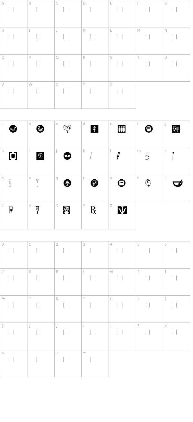 HealthcareSymbols character map