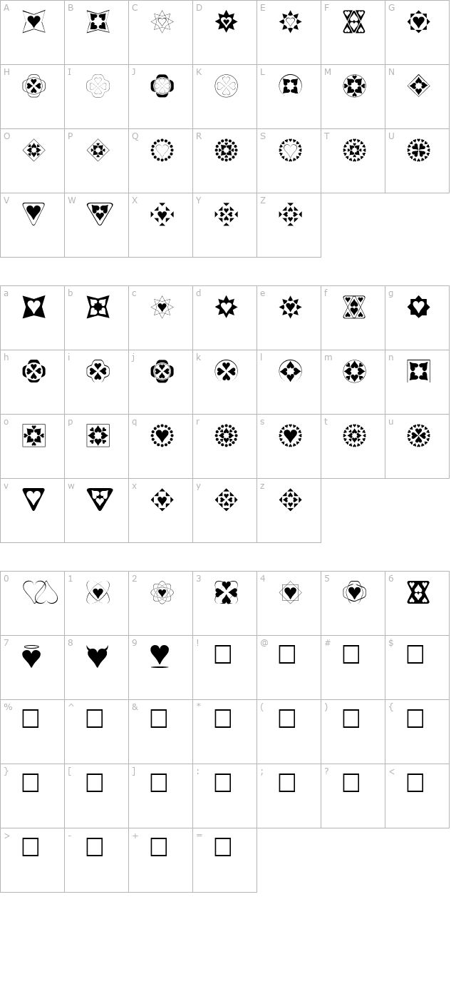 Heart Things character map