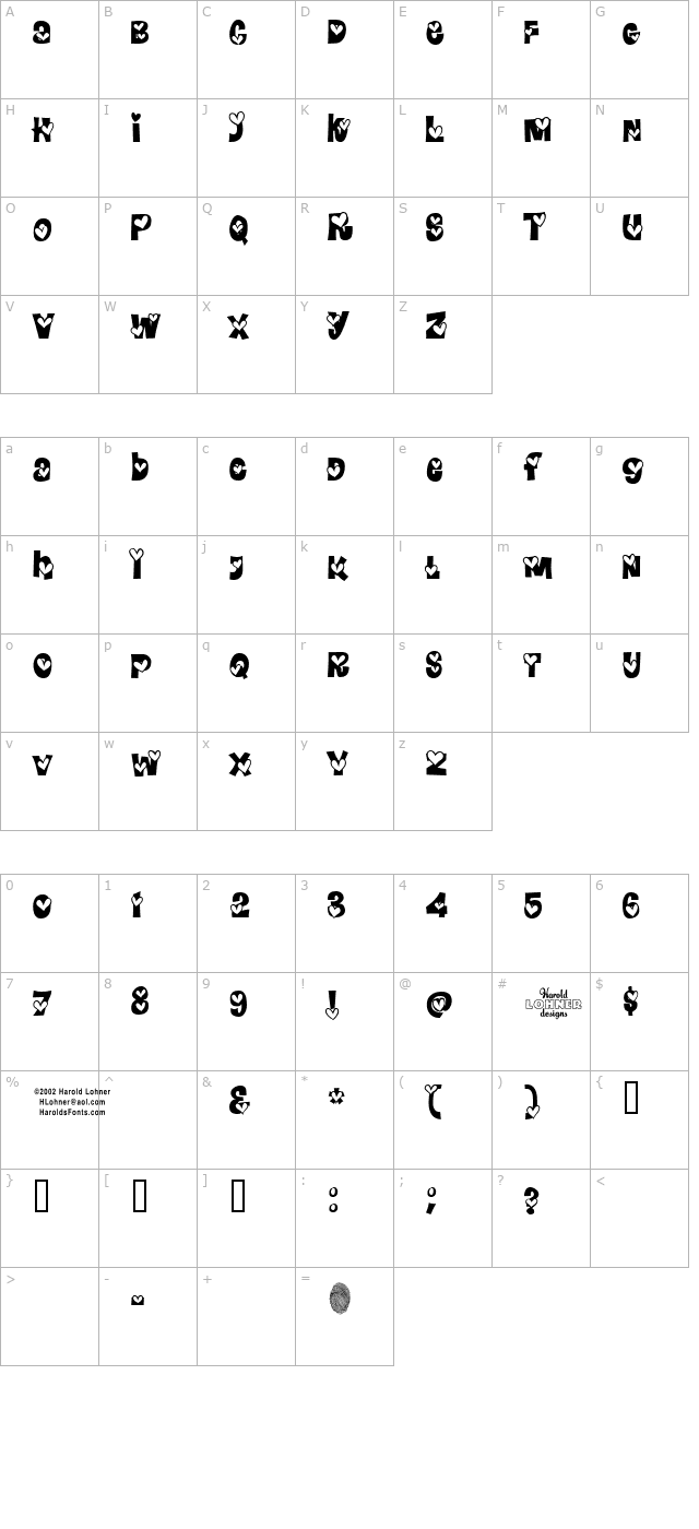 heartlandregular character map