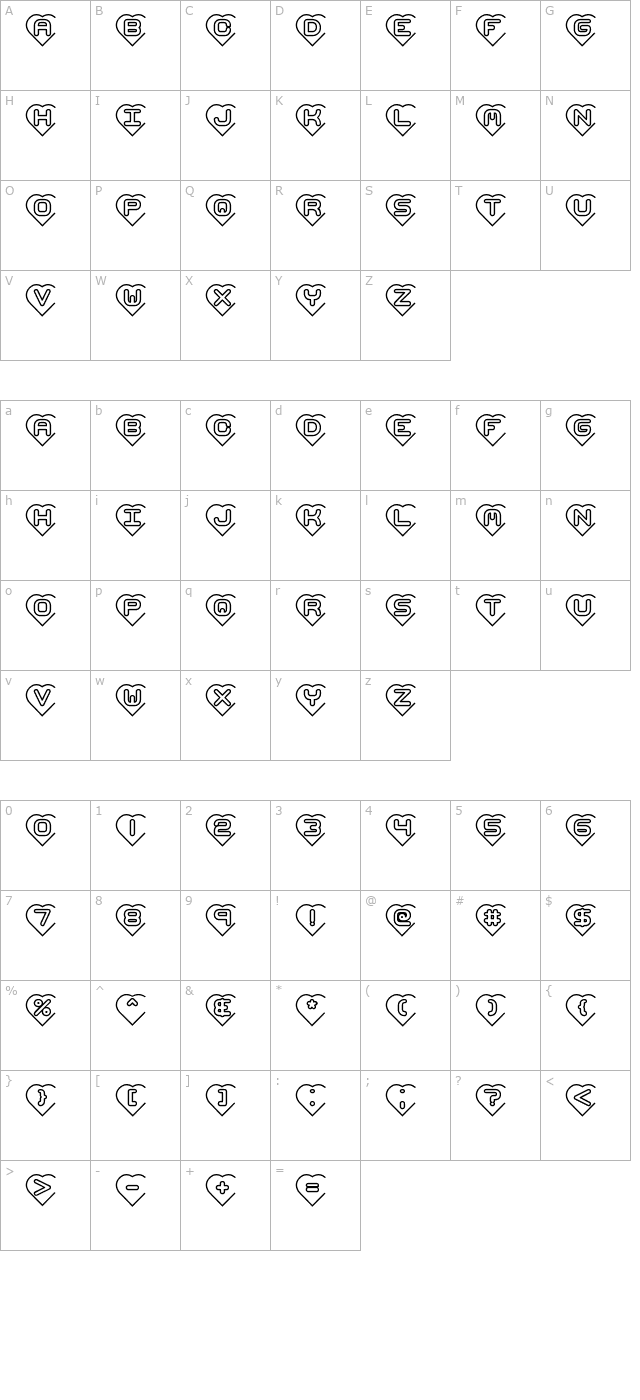 Hearts BRK character map