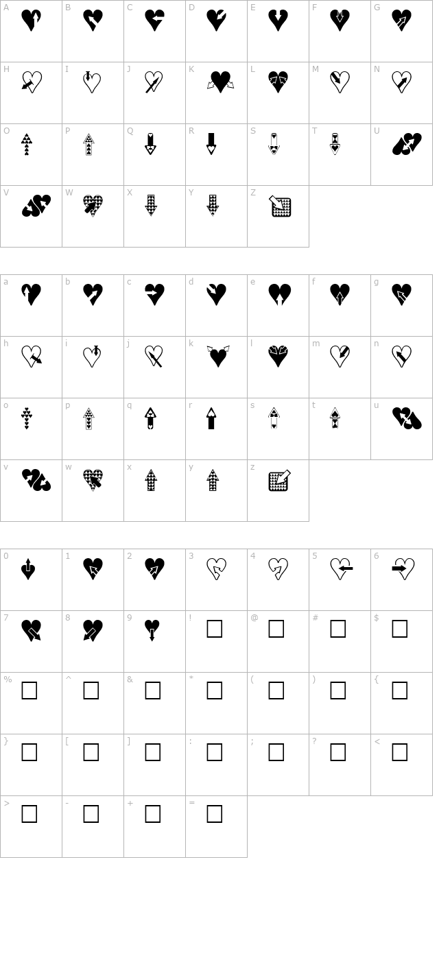 hearts-n-arrows character map