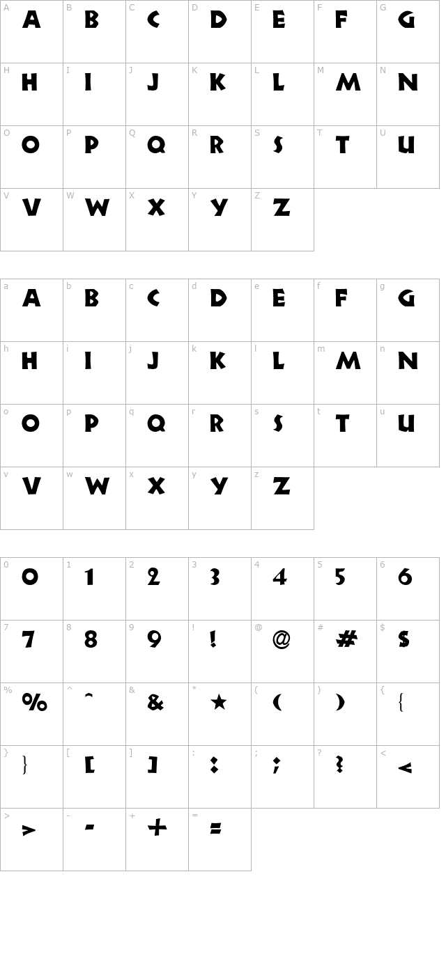 Heartwood Display SSi character map