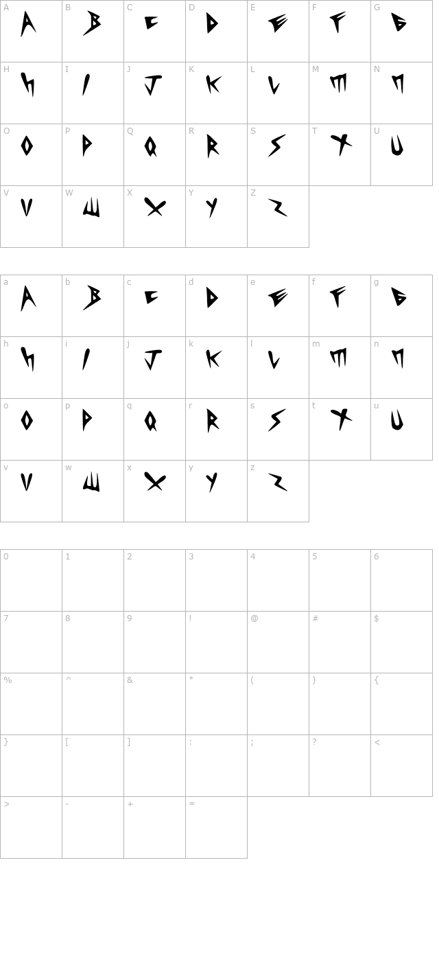 Heavycrist character map