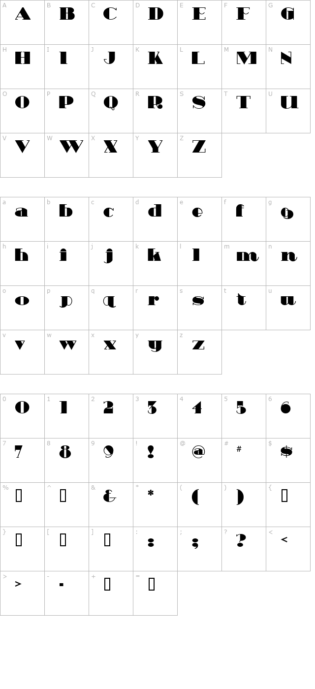 heavytripp-ultrabold character map