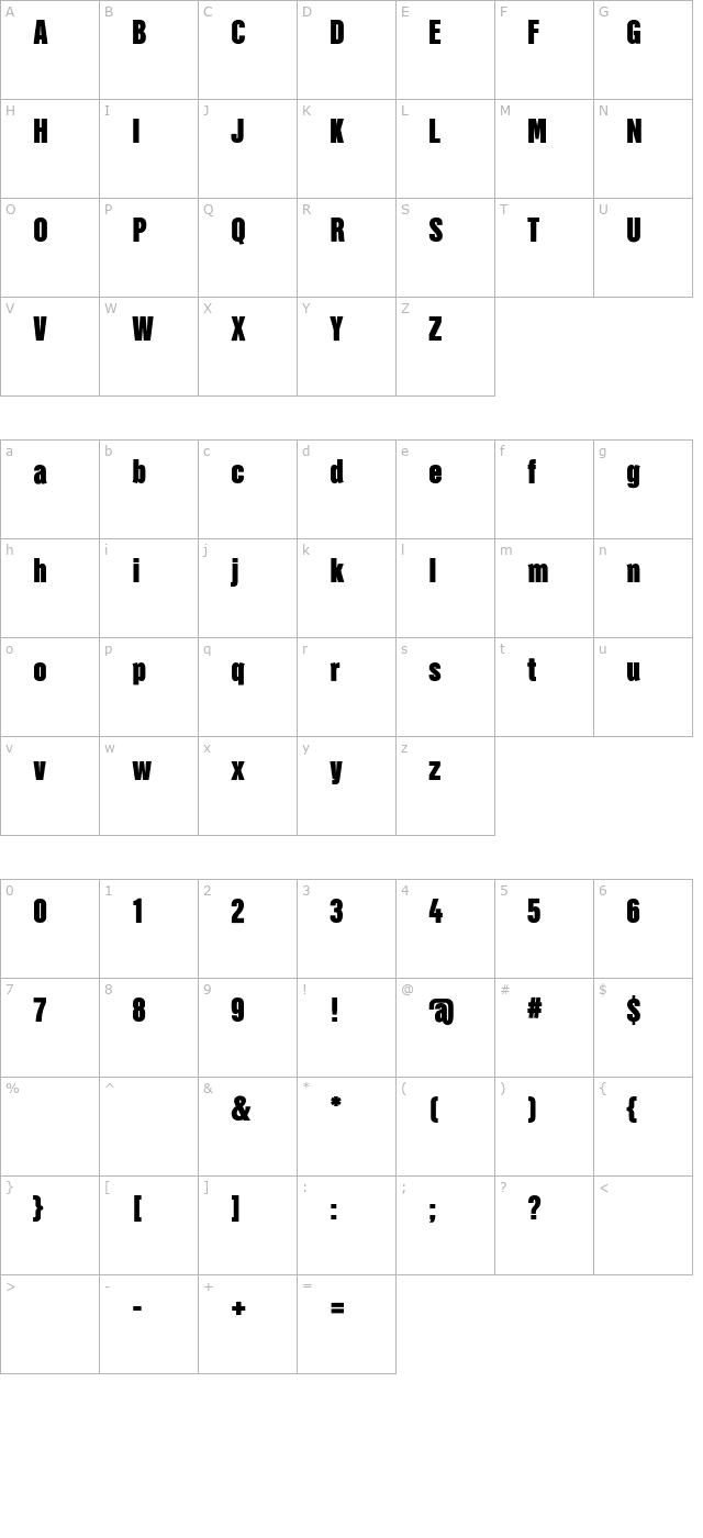 hectorbold character map