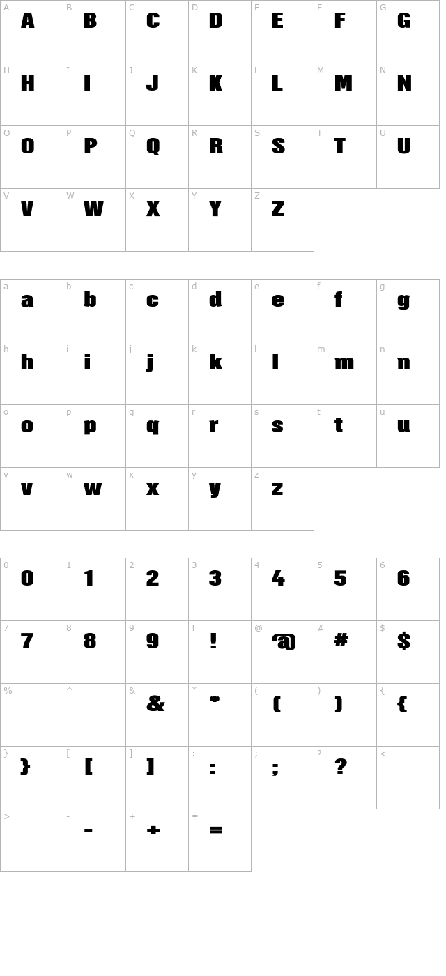 HectorBoldExtended character map