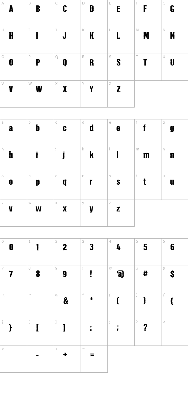 hectorphotocopy character map