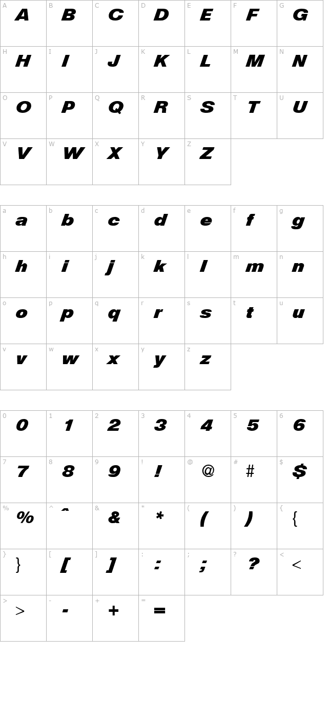 hegeldiagonal-bolditalic character map