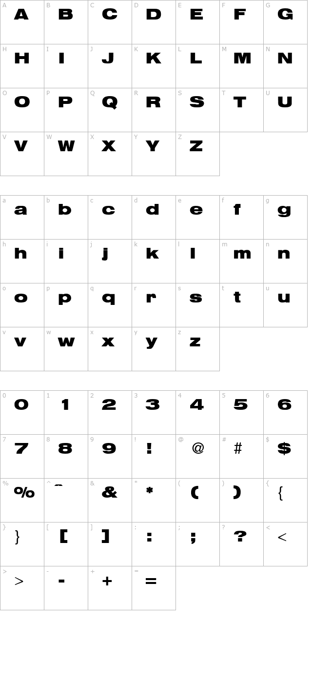 hegelextended-bold character map