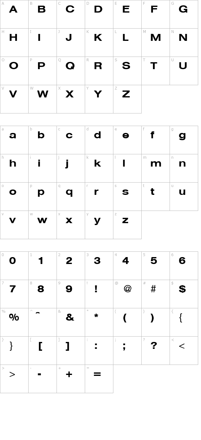 HegelExtendedMedium-Regular character map