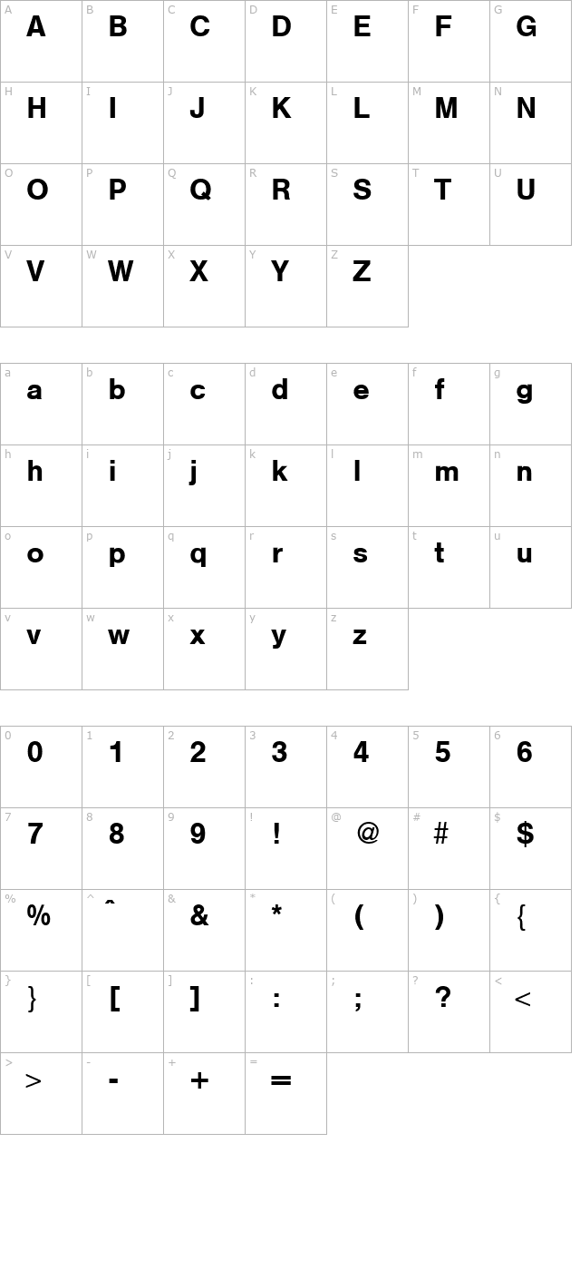 HegelMedium-Regular character map