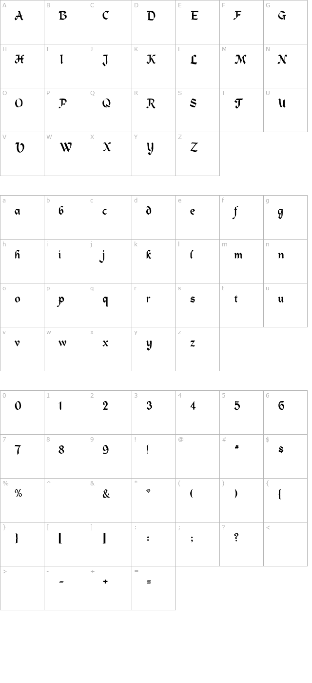 Heidelbe-Light character map