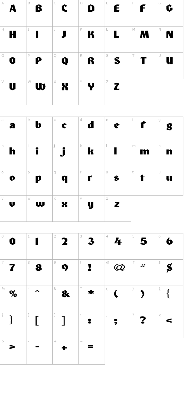 heidelberg-normal-ex character map