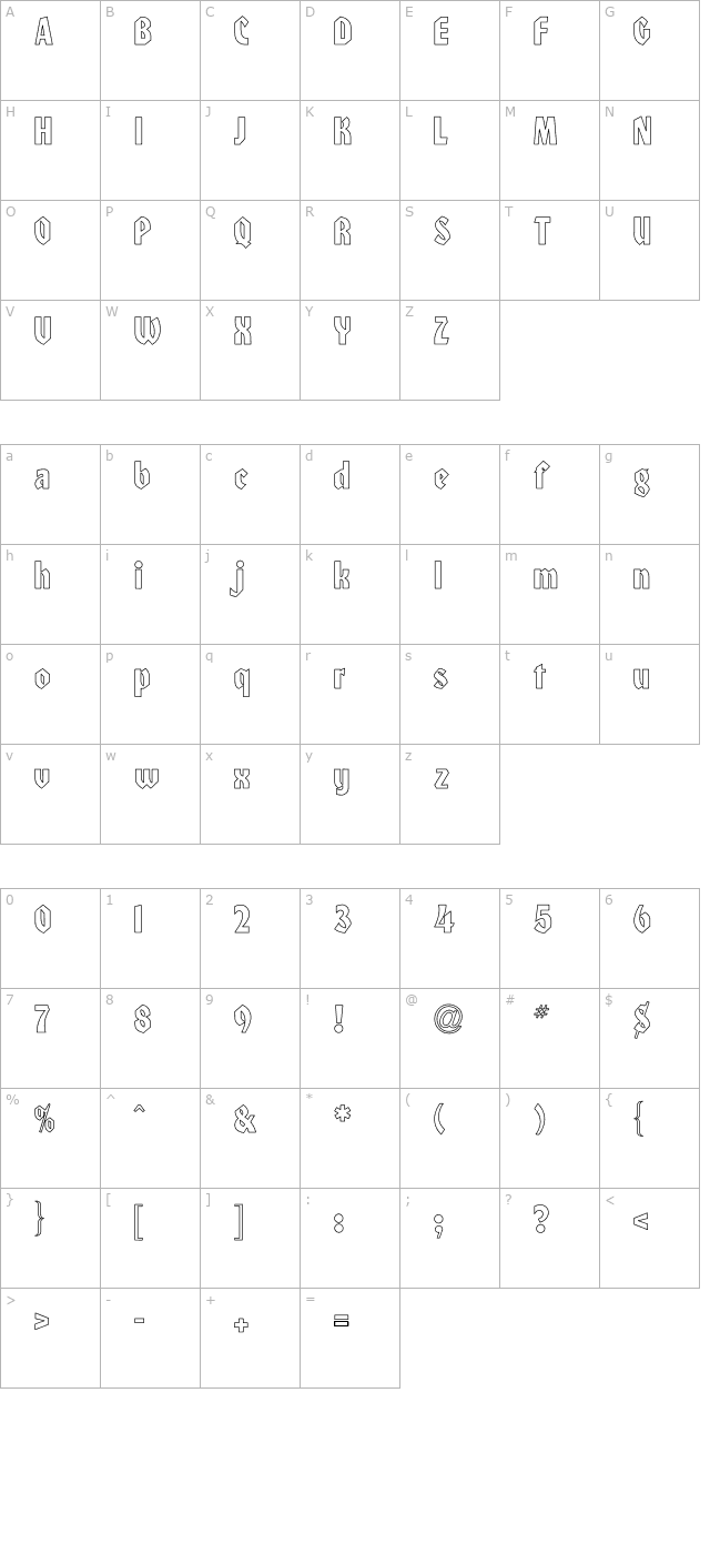 Heidelberg-Normal Hollow character map