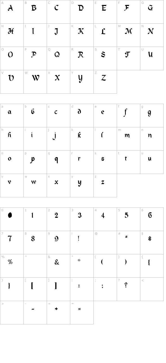 Heidelberg Regular character map