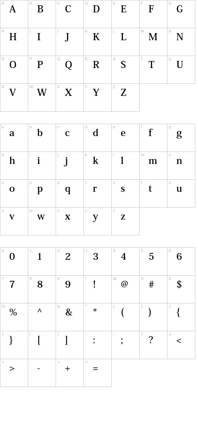 HeiseiMinStd-W7 character map