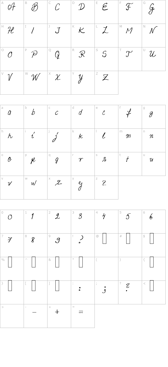 helena-script character map
