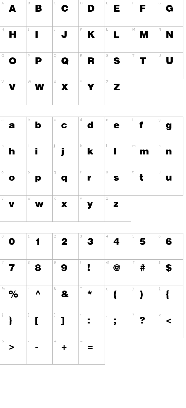 HeliosBlack character map