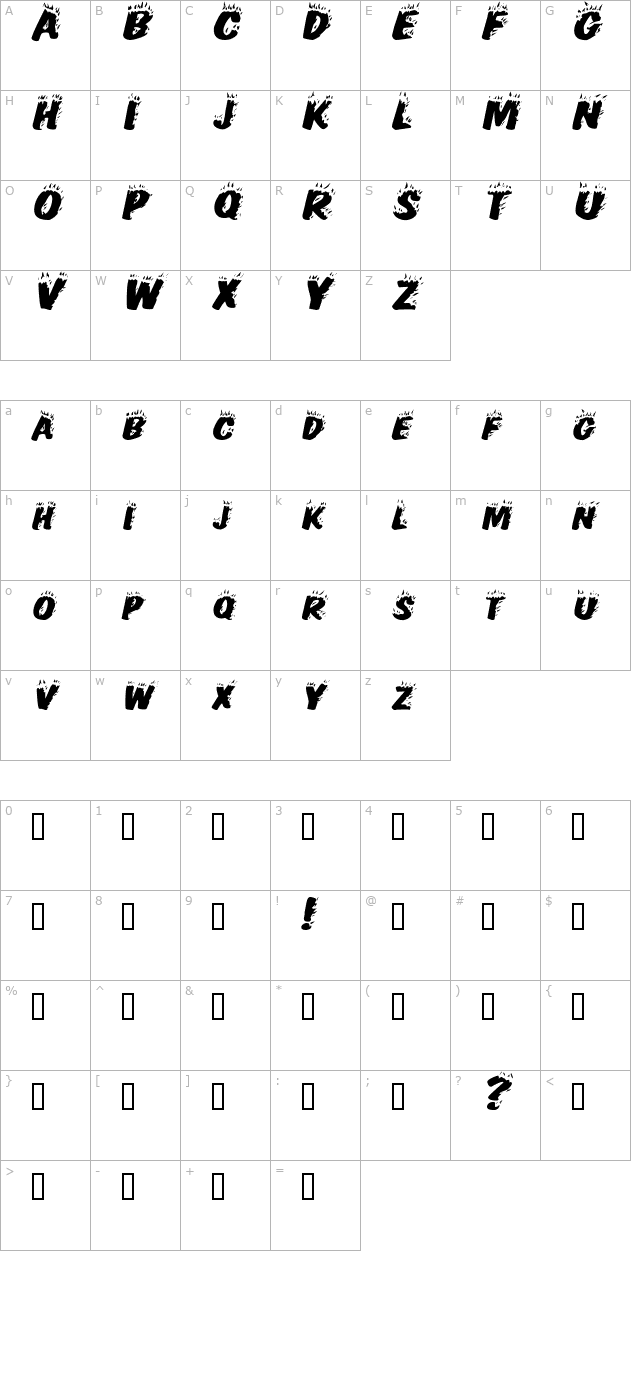 hellfireextended-italic character map