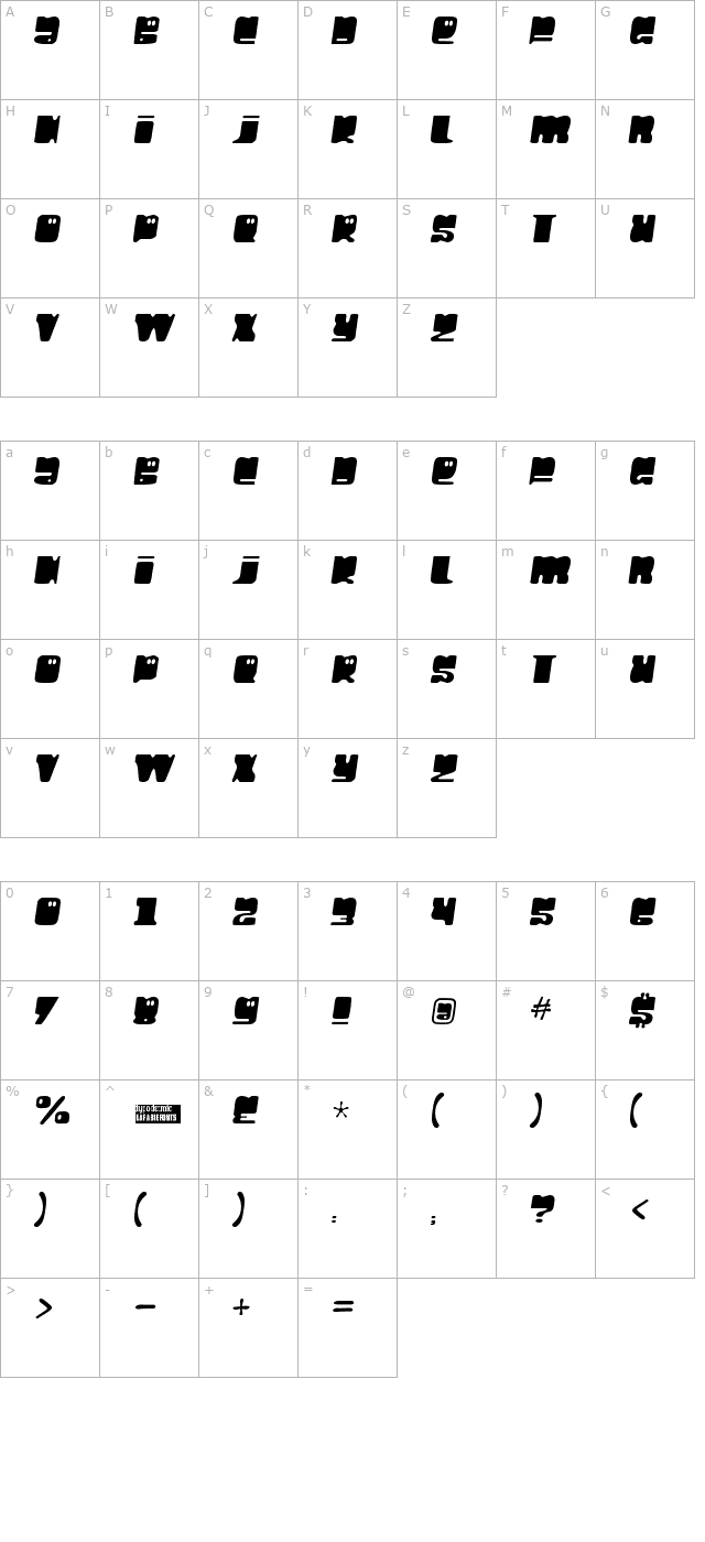 hello-larry character map