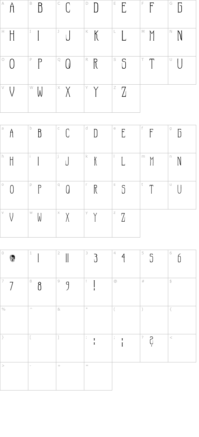 hellraiser-sc-otf character map