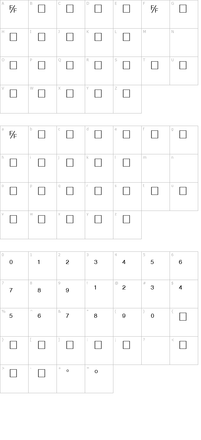 HelvFB character map