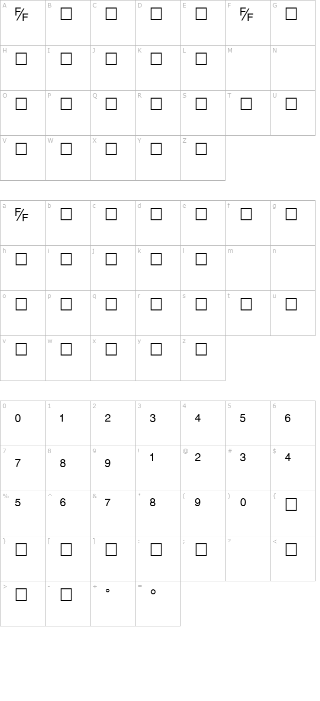 HelvFE character map