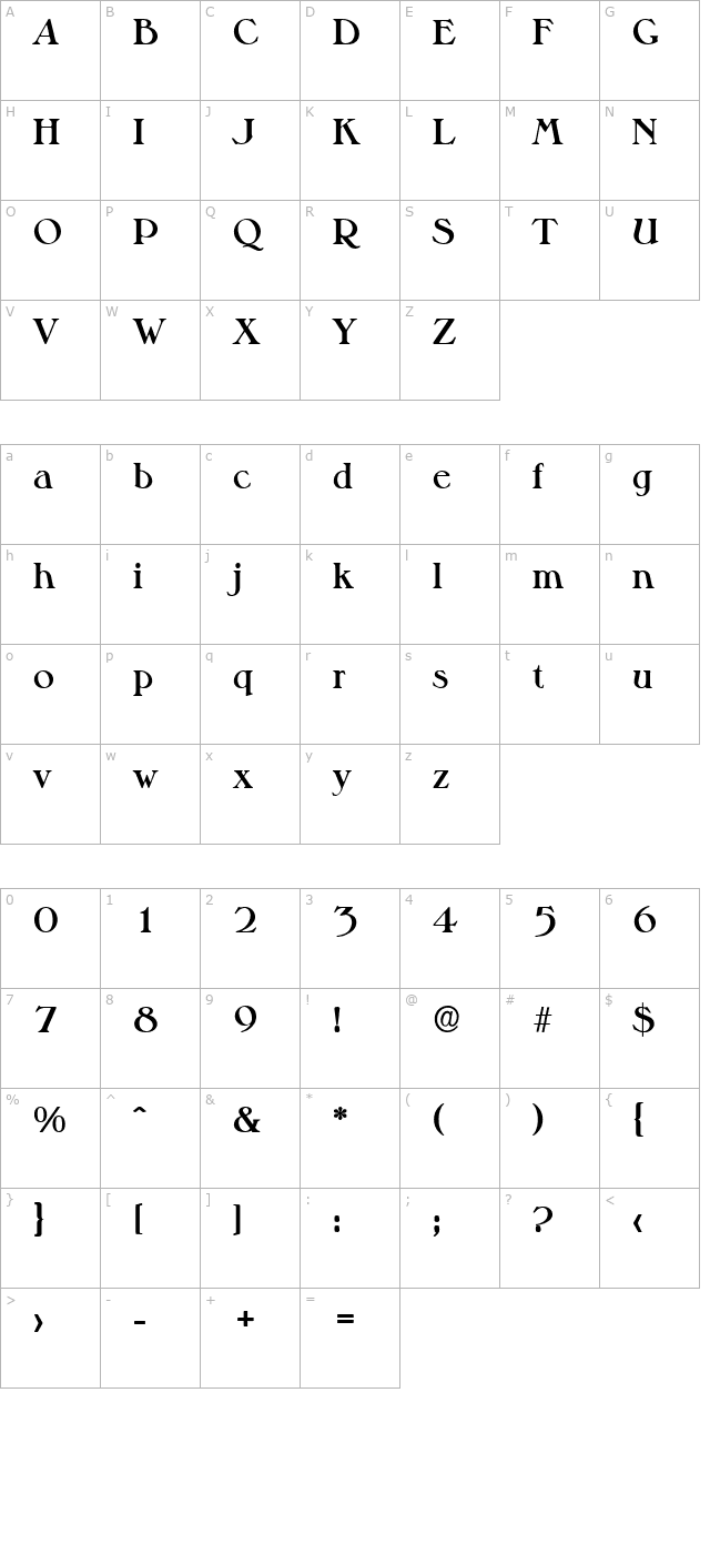 HenryBecker Bold character map