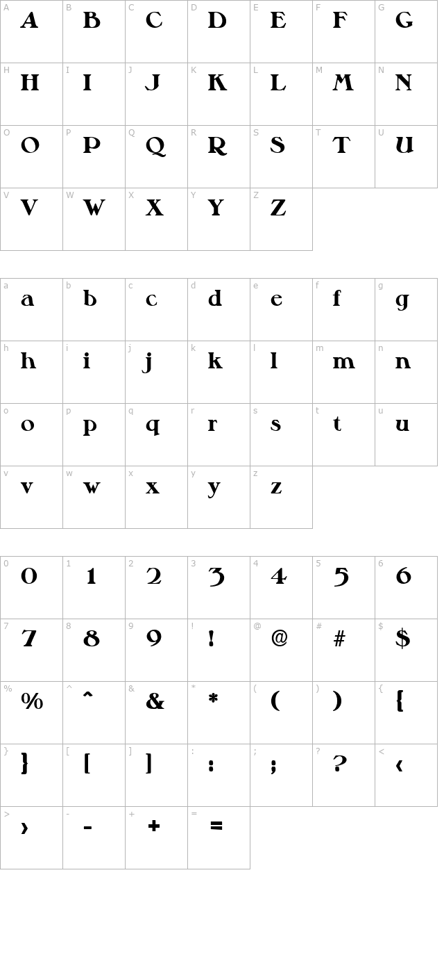 HenryBecker-ExtraBold character map